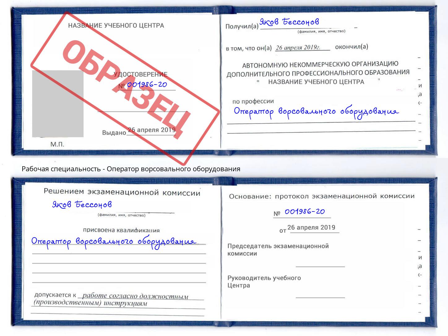 Оператор ворсовального оборудования Истра