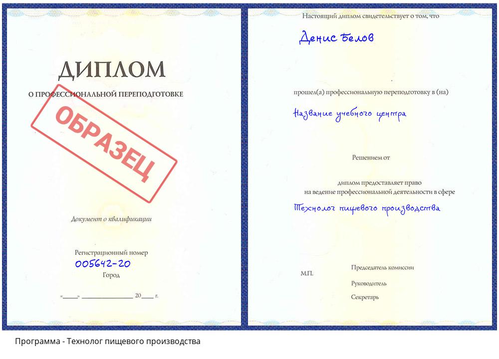 Технолог пищевого производства Истра
