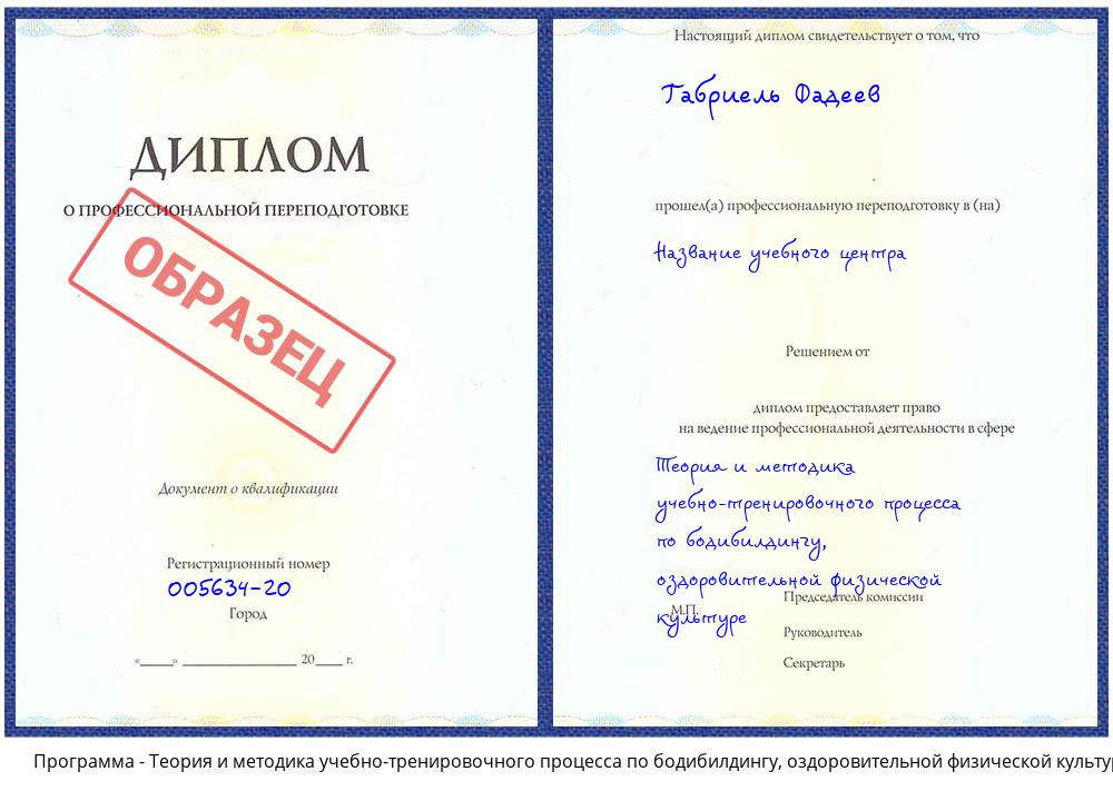 Теория и методика учебно-тренировочного процесса по бодибилдингу, оздоровительной физической культуре Истра