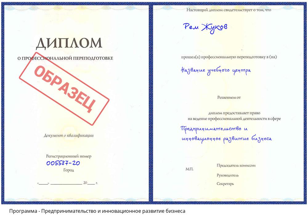Предпринимательство и инновационное развитие бизнеса Истра