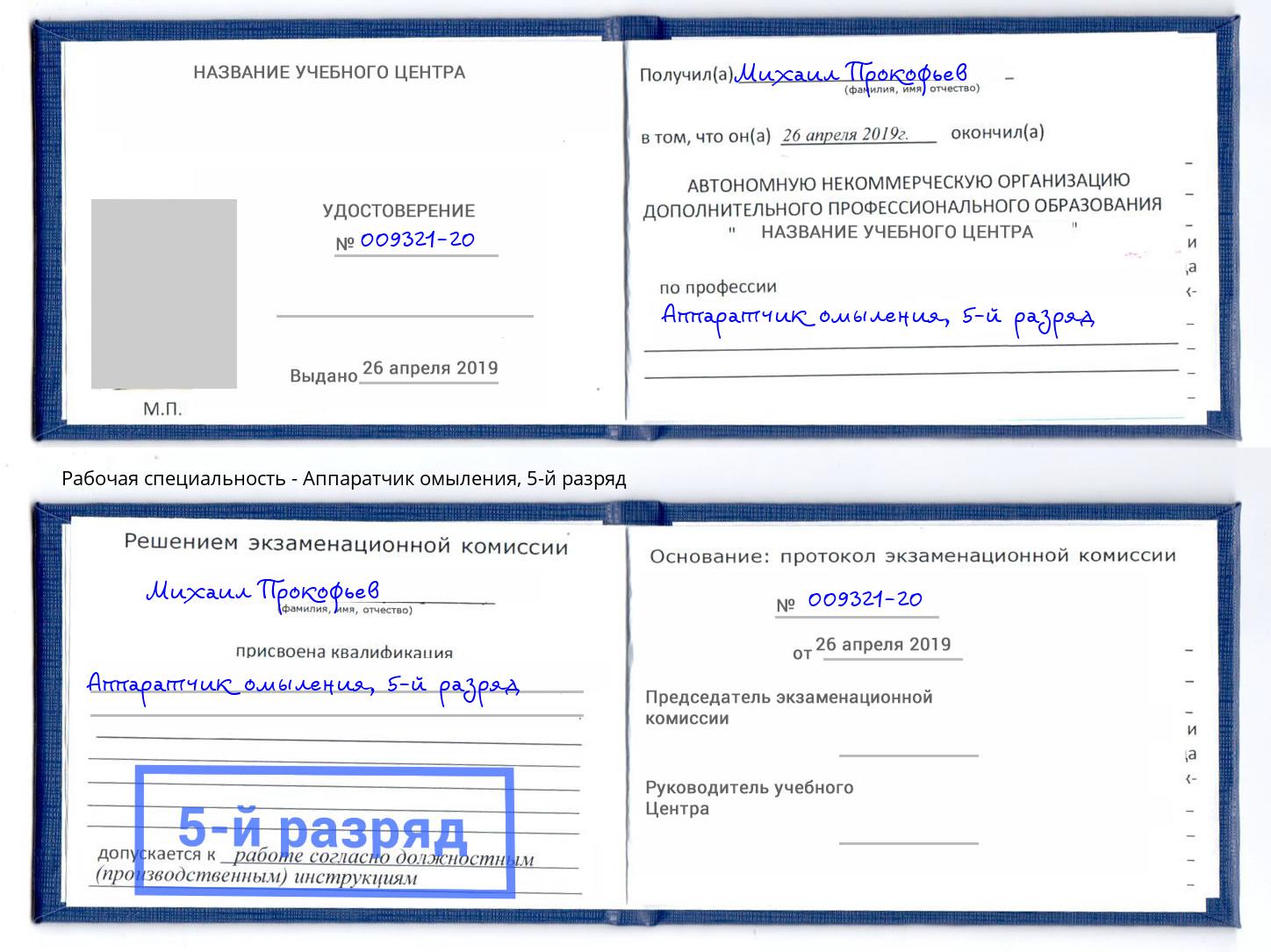 корочка 5-й разряд Аппаратчик омыления Истра