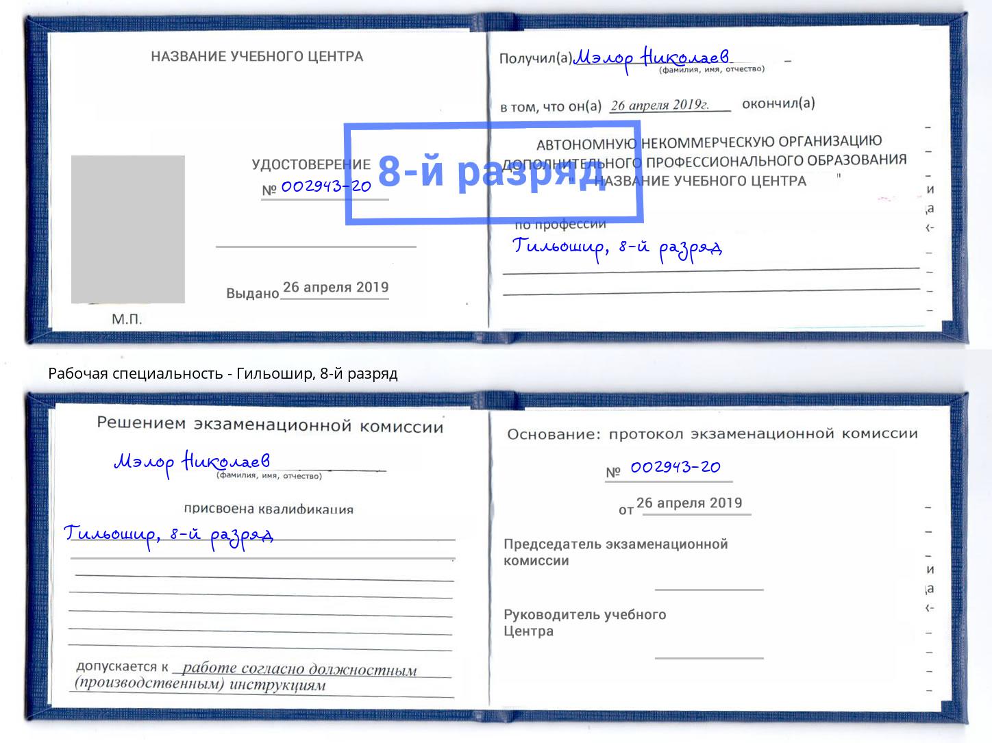 корочка 8-й разряд Гильошир Истра